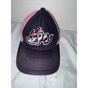 Rocket City Trash Pandas Snapback Cap Youth Pink Blue with Inaugural Mission Pin